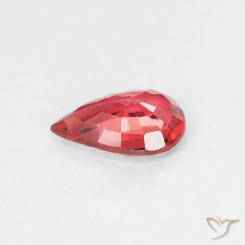 Zafiro Rojo medio natural de 0.45 ct, En forma de pera, VVS