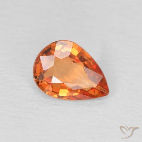 Zafiro Naranja claro natural de 0.69 ct, En forma de pera, VS