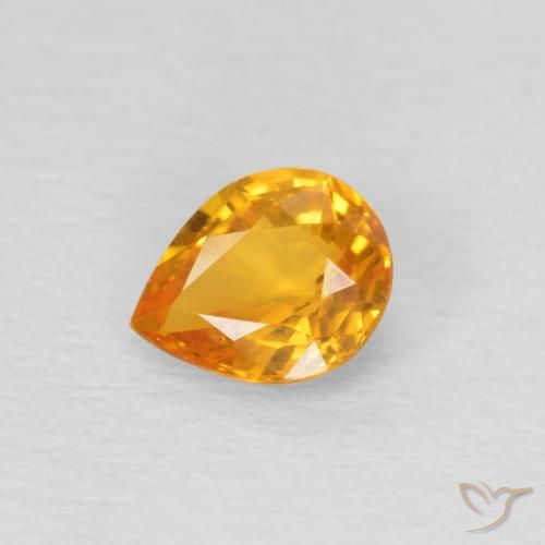 0.70ct Natural Dorado naranja Zafiro, En forma de pera, VS