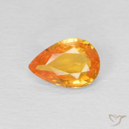 0.68ct Natural Naranja medio Zafiro, En forma de pera, VS