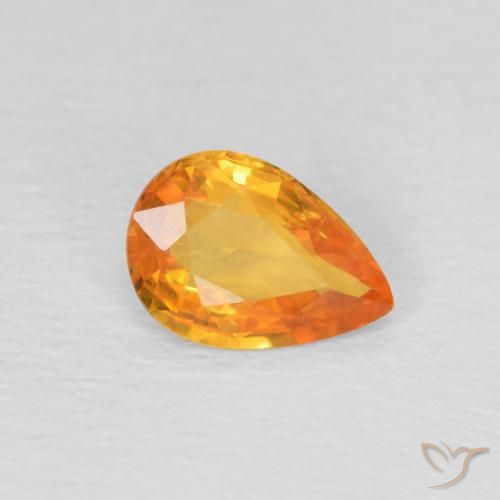Zafiro Naranja medio natural de 0.68 ct, En forma de pera, VS