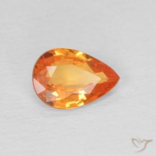 Zafiro Naranja claro natural de 0.69 ct, En forma de pera, VVS-VS