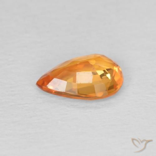 Zafiro Naranja claro natural de 0.69 ct, En forma de pera, VVS-VS