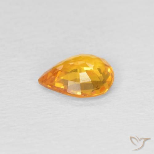 Zafiro Naranja medio natural de 0.60 ct, En forma de pera, VVS-VS