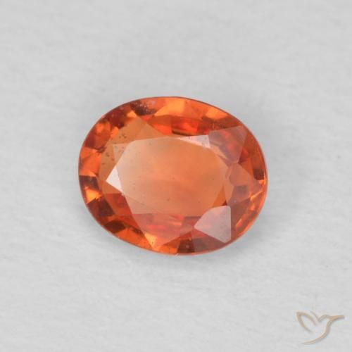 Zafiro Naranja fuego natural de 0.46 ct, Ovalada, VS