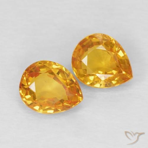 Gemas de Zafiro Naranja medio natural de 1.54 ct, En forma de pera, VVS-VS