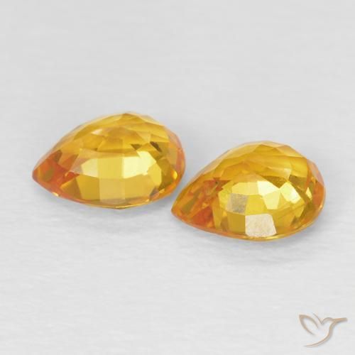 Gemas de Zafiro Naranja medio natural de 1.54 ct, En forma de pera, VVS-VS