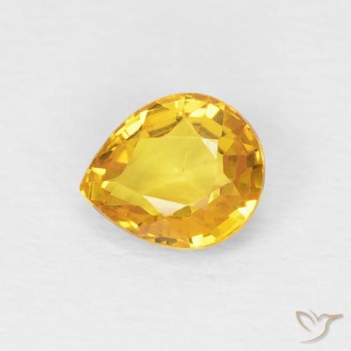 Zafiro Dorado natural de 0.88 ct, En forma de pera, VVS-VS