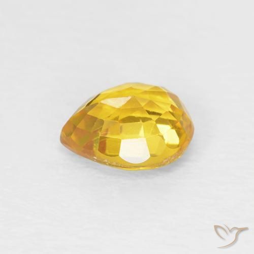 Zafiro Dorado natural de 0.88 ct, En forma de pera, VVS-VS