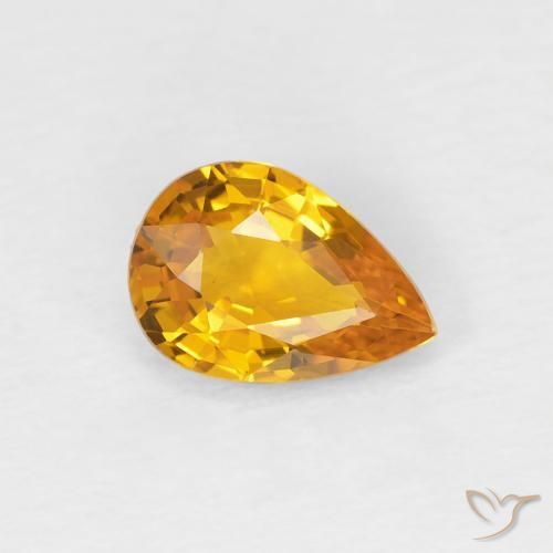 Zafiro Naranja albaricoque natural de 0.83 ct, En forma de pera, VVS