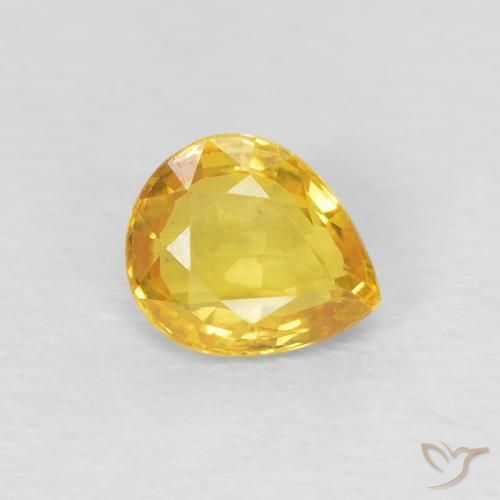Zafiro Dorado natural de 0.74 ct, En forma de pera, VVS-VS