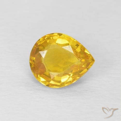 Zafiro Dorado natural de 0.76 ct, En forma de pera, VVS