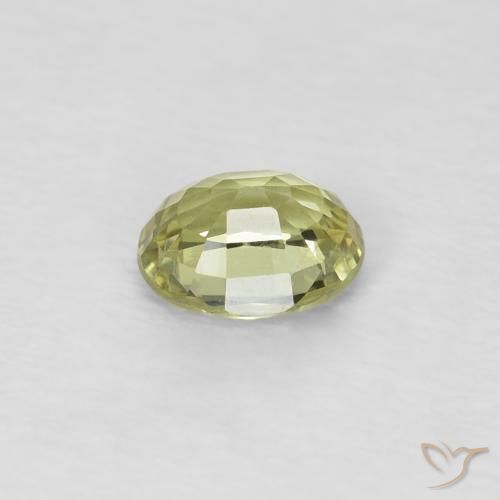 Zafiro Amarillo verdoso claro natural de 0.50 ct, Ovalada, VVS