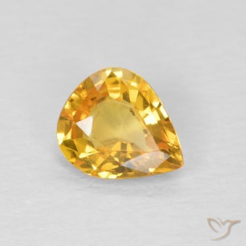 Zafiro Dorado natural de 0.60 ct, En forma de pera, VVS