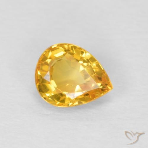 Zafiro Naranja dorado natural de 0.70 ct, En forma de pera, VVS