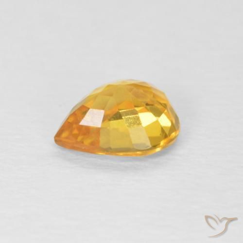 Zafiro Naranja dorado natural de 0.70 ct, En forma de pera, VVS
