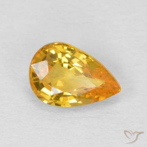 Zafiro Dorado naranja natural de 0.86 ct, En forma de pera, VVS