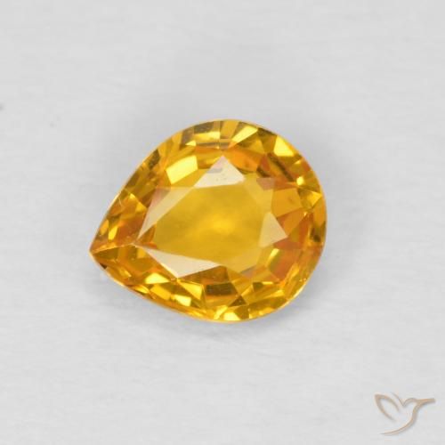 0.61ct Natural Medium Light Orange-Gold Zafiro, En forma de pera, VS