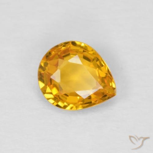 Zafiro Medium Light Orange-Gold natural de 0.61 ct, En forma de pera, VS