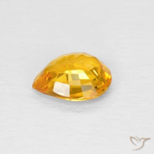 Zafiro Medium Light Orange-Gold natural de 0.61 ct, En forma de pera, VS