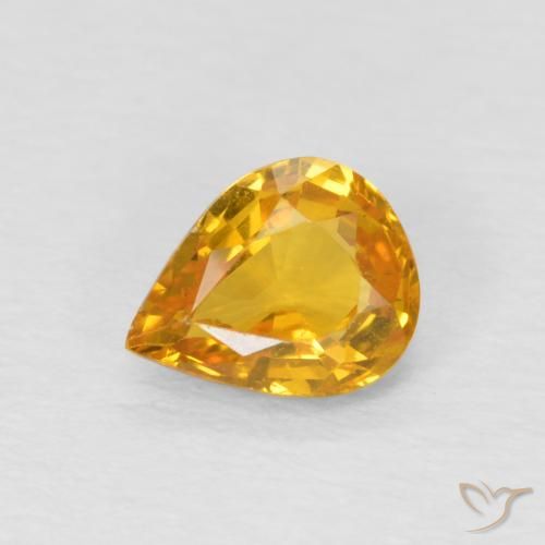 0.65ct Natural Dorado naranja Zafiro, En forma de pera, VS