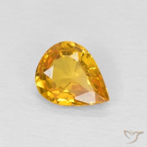 Zafiro Dorado naranja natural de 0.65 ct, En forma de pera, VS