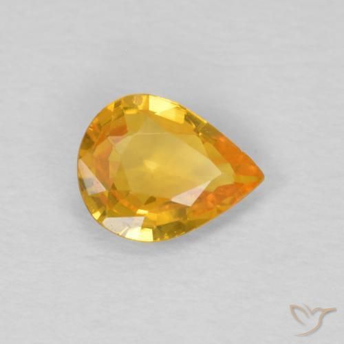 Zafiro Dorado oscuro natural de 0.50 ct, En forma de pera, VS