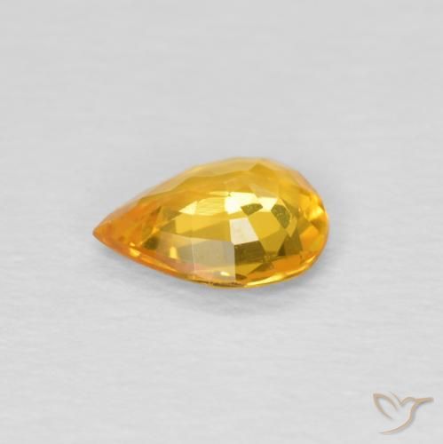 Zafiro Dorado oscuro natural de 0.50 ct, En forma de pera, VS