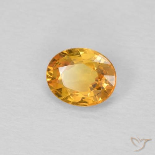 Zafiro Dorado naranja natural de 0.45 ct, Ovalada, VVS-VS