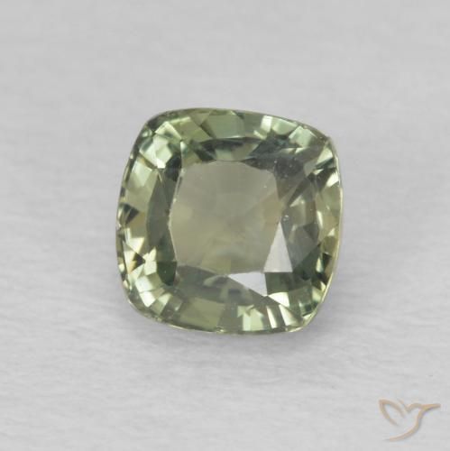 Zafiro Verde bosque claro natural de 0.75 ct, Forma Cojín, VS