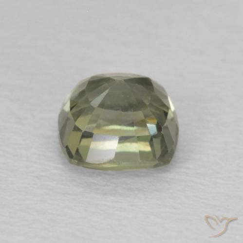 Zafiro Verde bosque claro natural de 0.75 ct, Forma Cojín, VS