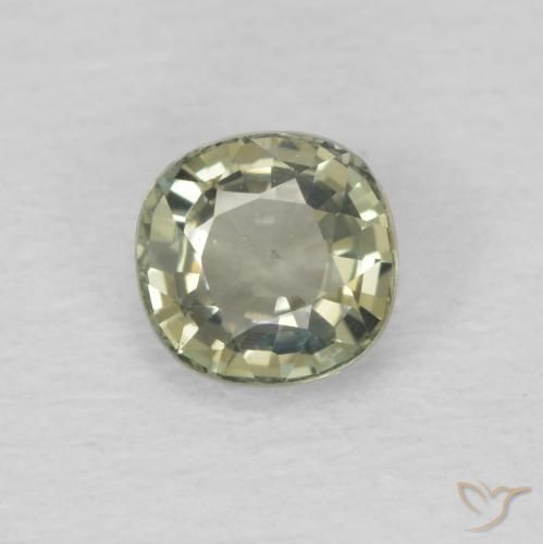 Zafiro Verde bosque claro natural de 0.54 ct, Forma Cojín, VS