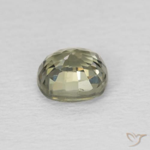 Zafiro Verde bosque claro natural de 0.54 ct, Forma Cojín, VS