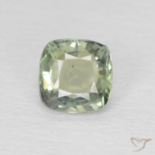 0.49ct Natural Verde salvia claro Zafiro, Forma Cojín, VS