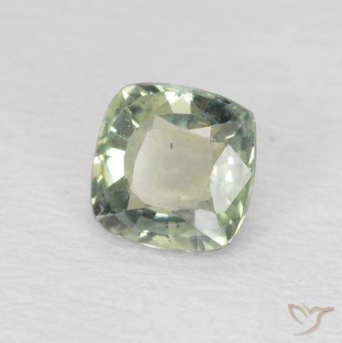 Zafiro Verde salvia claro natural de 0.49 ct, Forma Cojín, VS