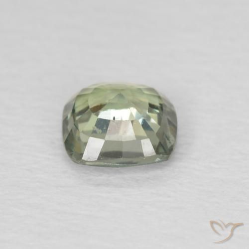 Zafiro Verde salvia claro natural de 0.49 ct, Forma Cojín, VS