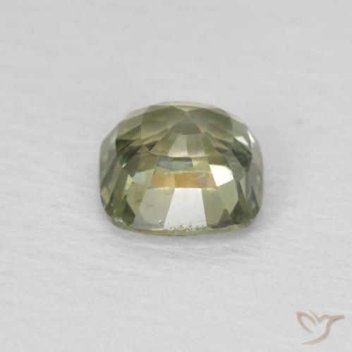 Zafiro Verde pera claro natural de 0.57 ct, Forma Cojín, VS