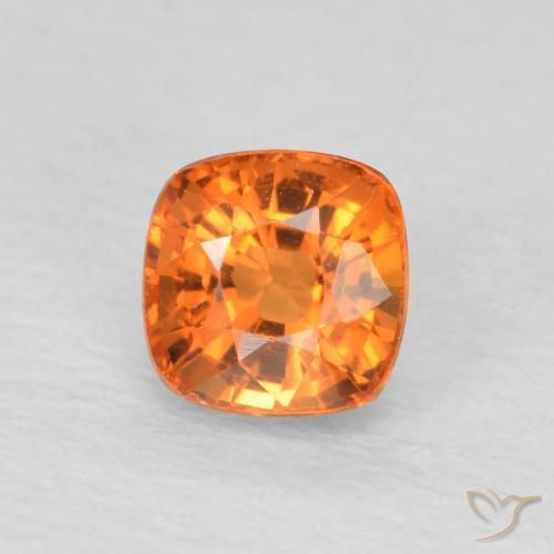 0.61ct Natural Naranja claro Zafiro, Forma Cojín, VVS