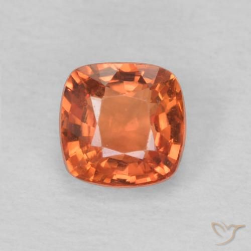 0.61ct Natural Naranja medio Zafiro, Forma Cojín, VVS