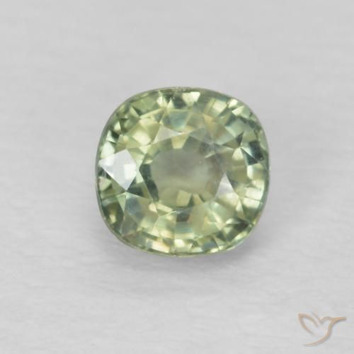 0.51ct Natural Verde salvia muy claro Zafiro, Forma Cojín, VS