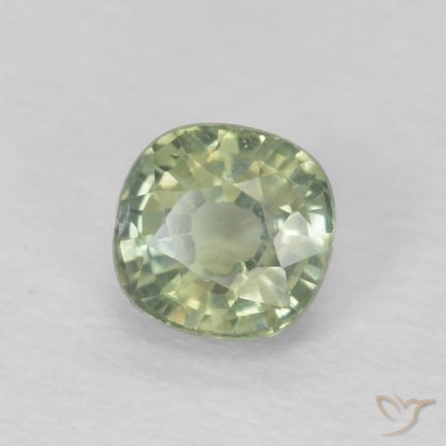 Zafiro Verde salvia muy claro natural de 0.51 ct, Forma Cojín, VS