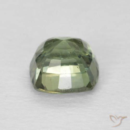 Zafiro Verde claro natural de 0.72 ct, Forma Cojín, VS