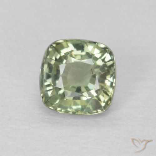 0.52ct Natural Verde claro Zafiro, Forma Cojín, VS