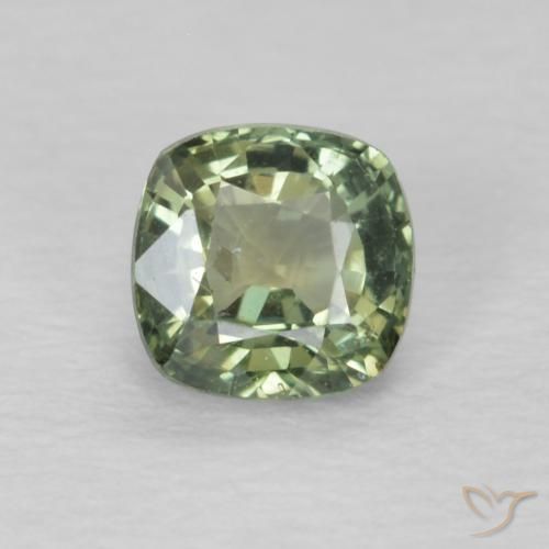 0.60ct Natural Verde salvia Zafiro, Forma Cojín, VS