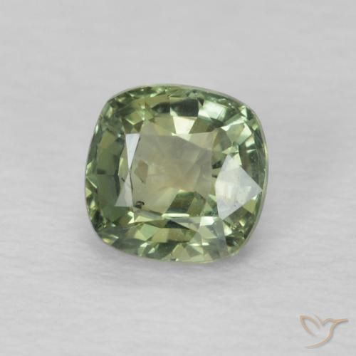 Zafiro Verde salvia natural de 0.60 ct, Forma Cojín, VS