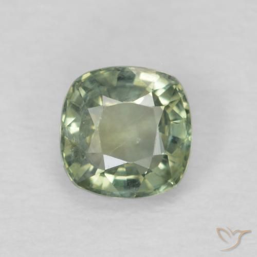 0.52ct Natural Verde salvia Zafiro, Forma Cojín, VS