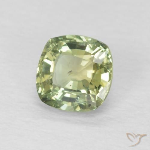 Zafiro Verde salvia muy claro natural de 0.59 ct, Forma Cojín, VS