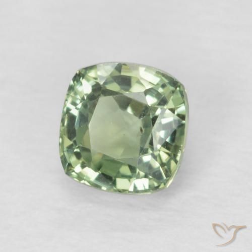 Zafiro Verde salvia claro natural de 0.65 ct, Forma Cojín, VS