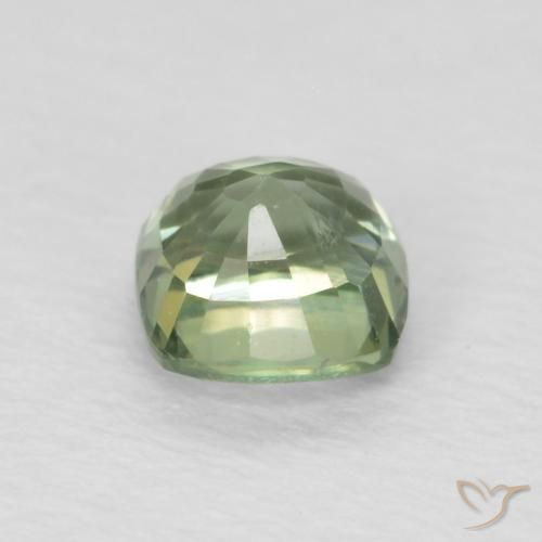 Zafiro Verde salvia claro natural de 0.65 ct, Forma Cojín, VS