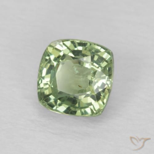 Zafiro Verde salvia claro natural de 0.59 ct, Forma Cojín, VS